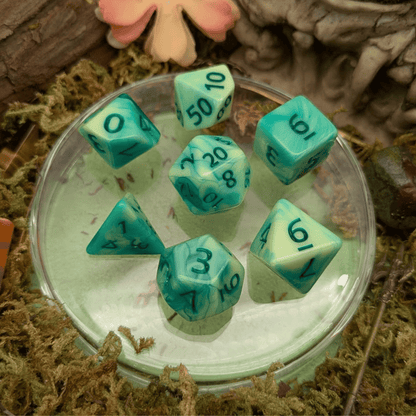 Green Swirl Dice Set