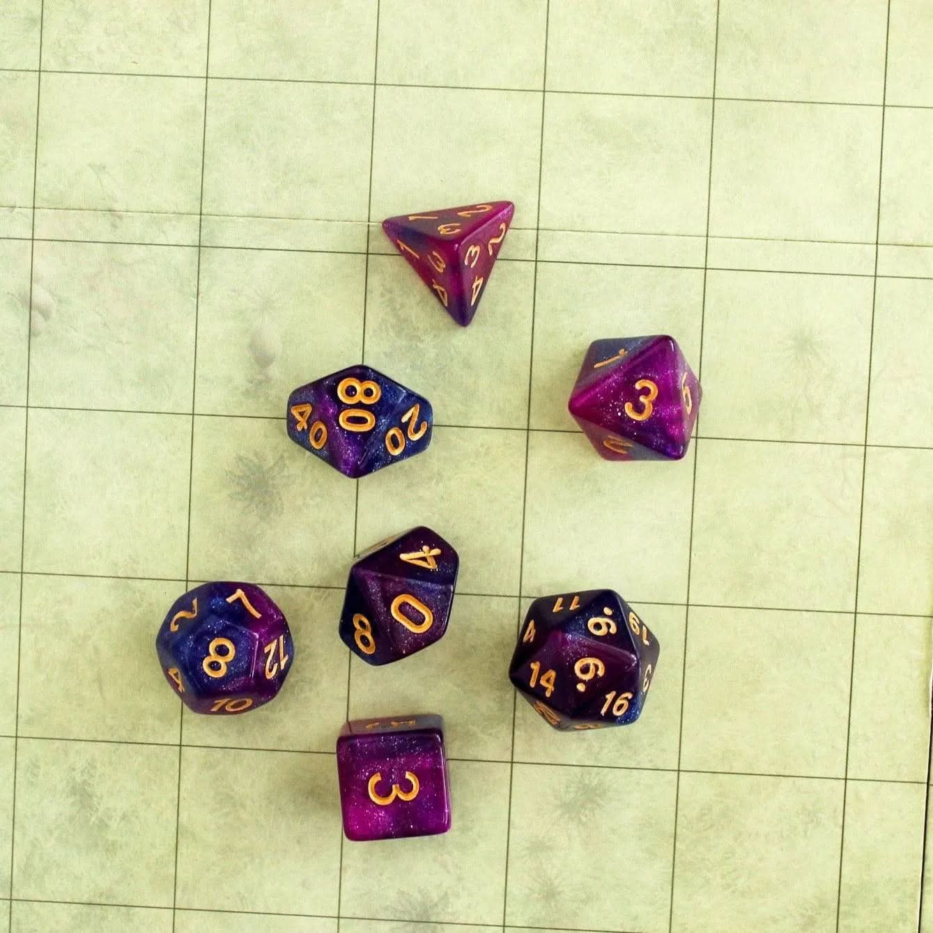 Pink and Purple Galaxy Dice Set