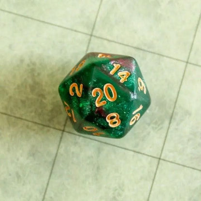 Green and Red Galaxy Dice Set
