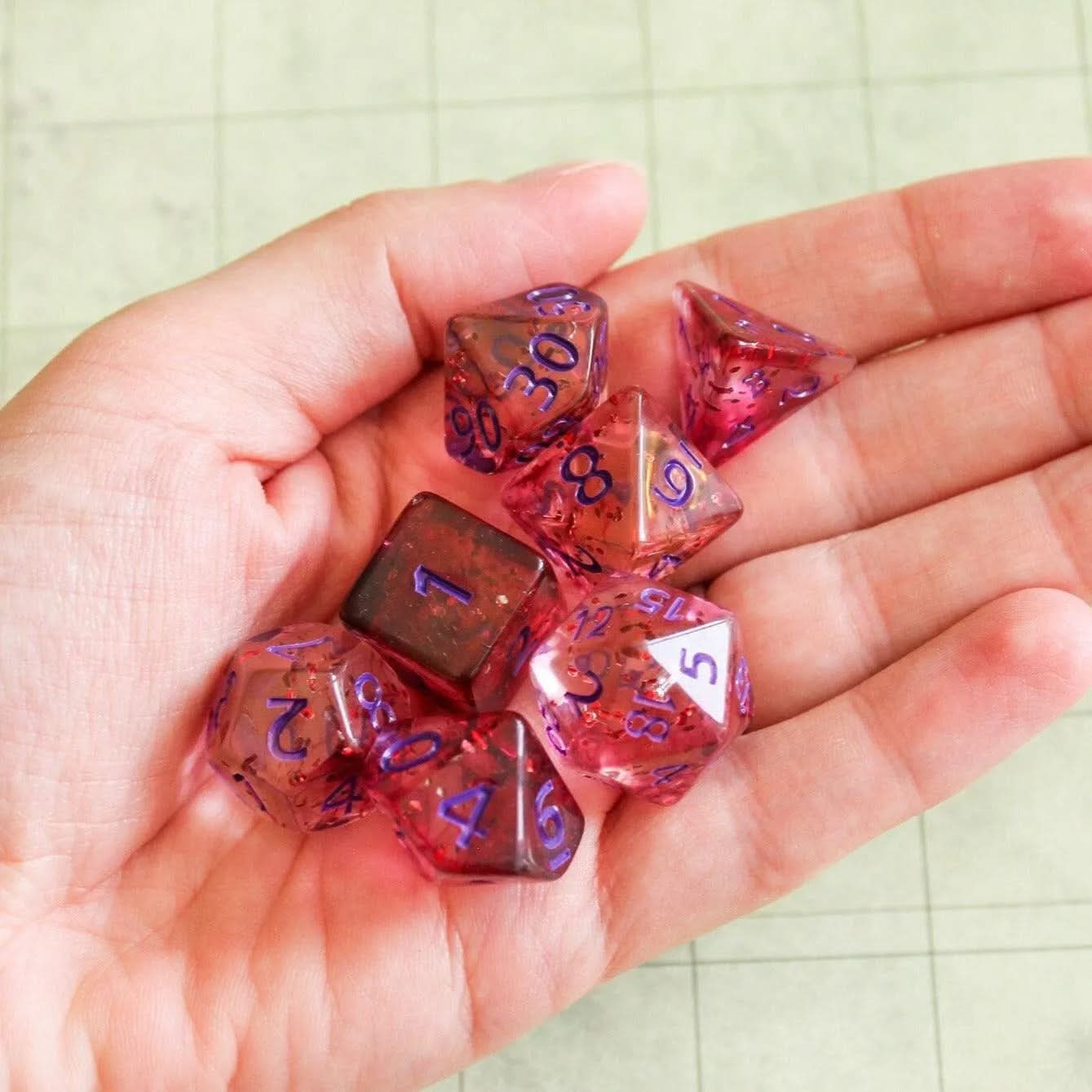 Dark Red Glint TTRPG Dice Set
