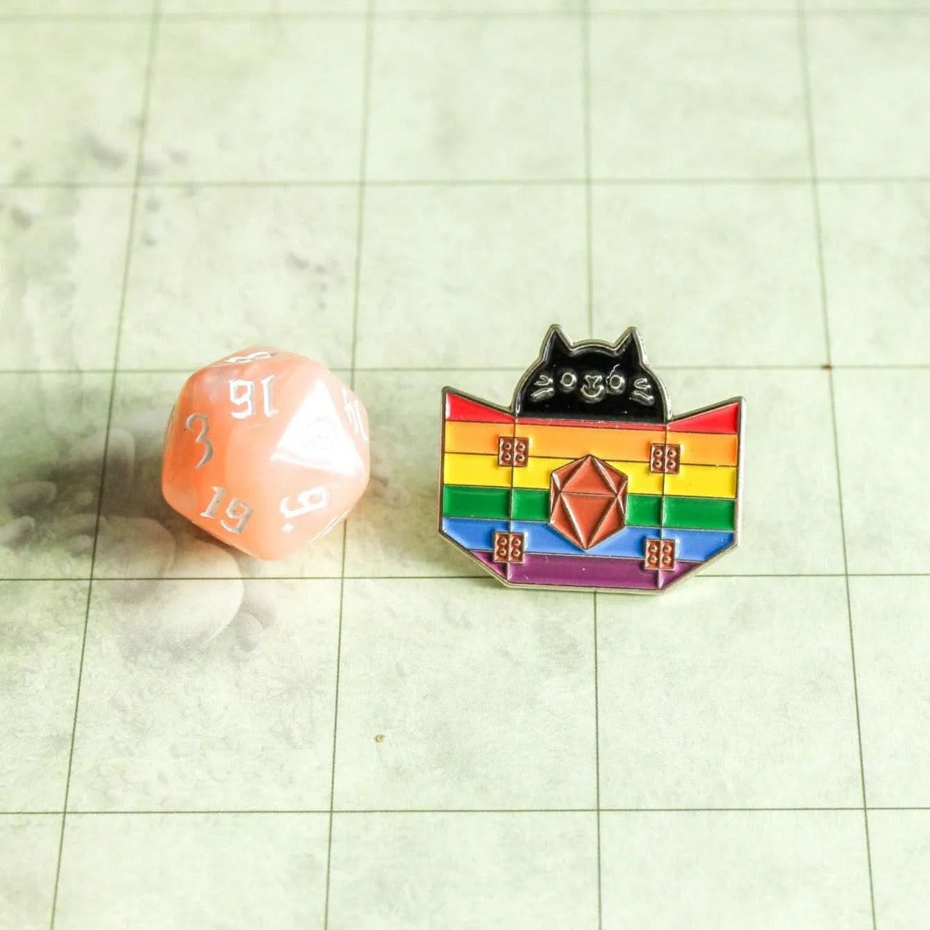 Rainbow Pride Dungeon Meowster Cat Pin