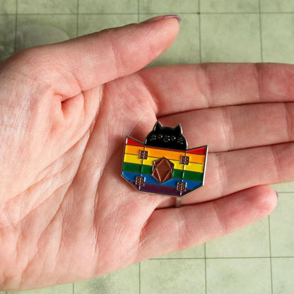 Rainbow Pride Dungeon Meowster Cat Pin