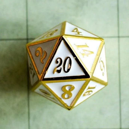 White and Gold Metal Dice Set