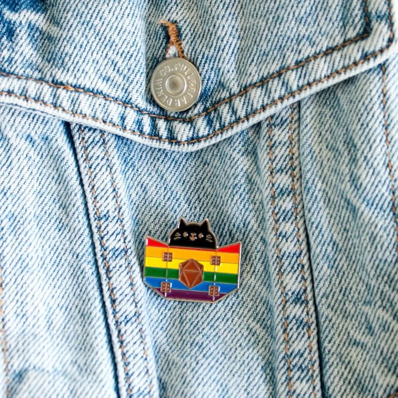 Rainbow Pride Dungeon Meowster Cat Pin