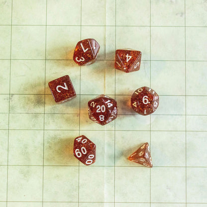 Amber Glitter Dice Set