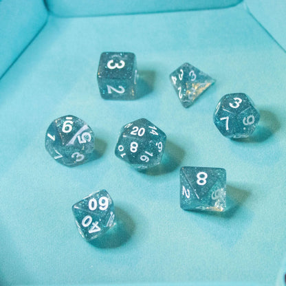 Navy Blue Glitter Dice Set