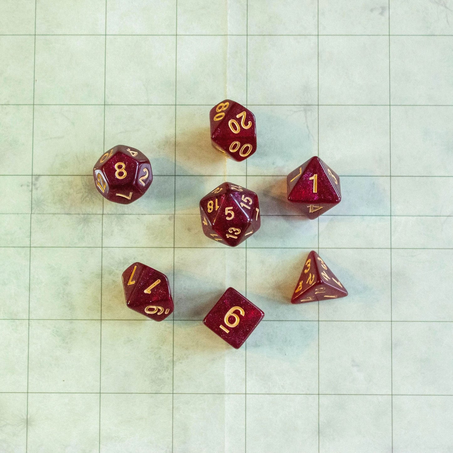 Red Ruby Shimmer Dice Set