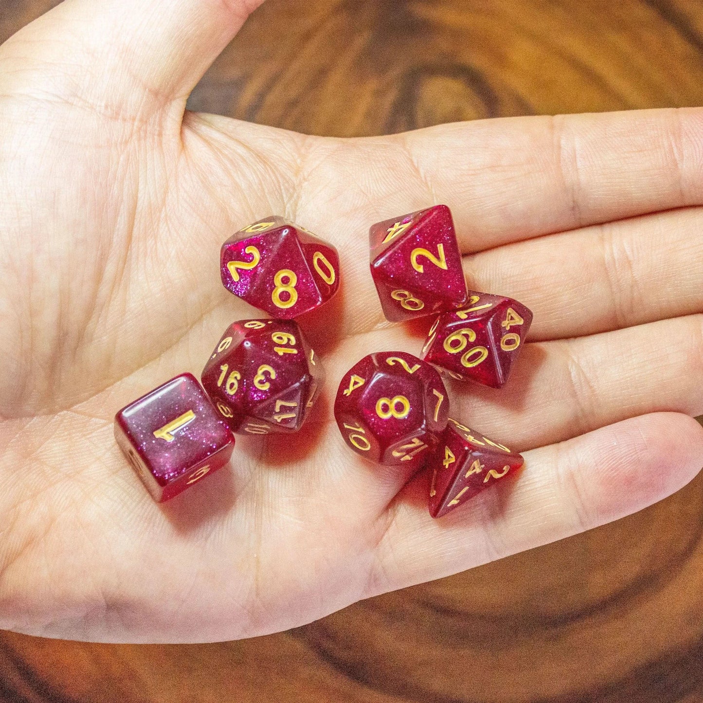 Red Ruby Shimmer Dice Set