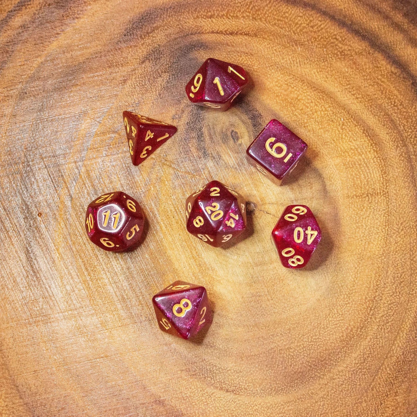 Red Ruby Shimmer Dice Set