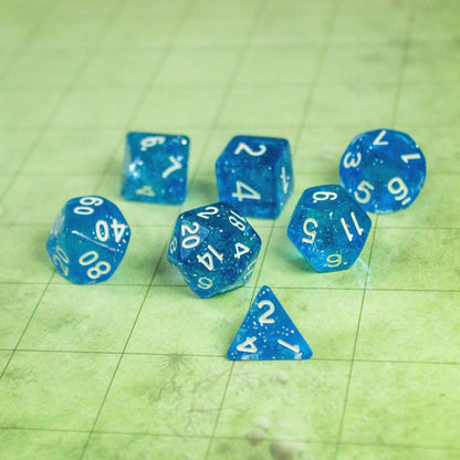 Blue Glitter Dice Set