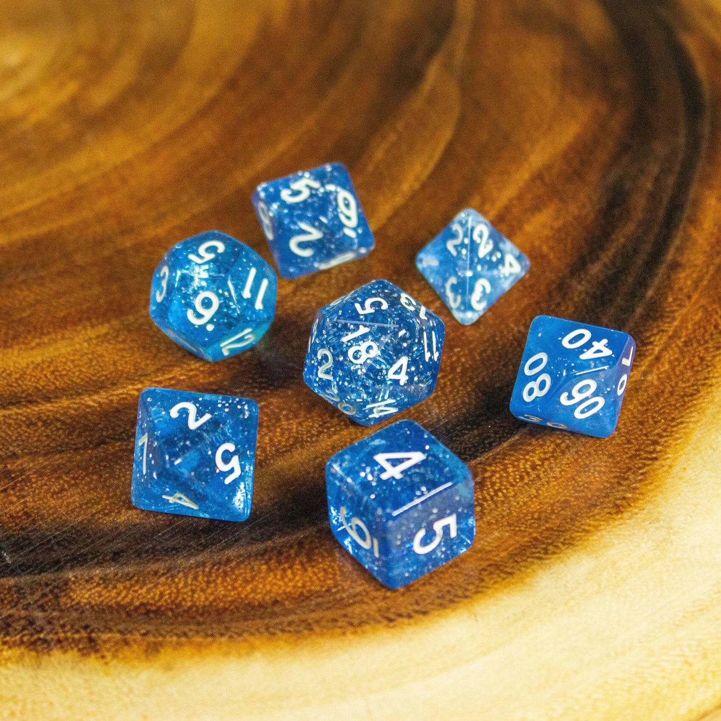 Blue Glitter Dice Set