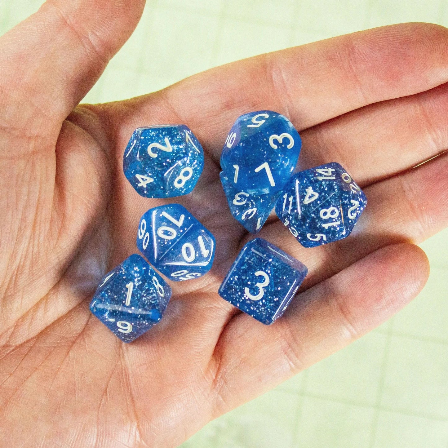 Blue Glitter Dice Set