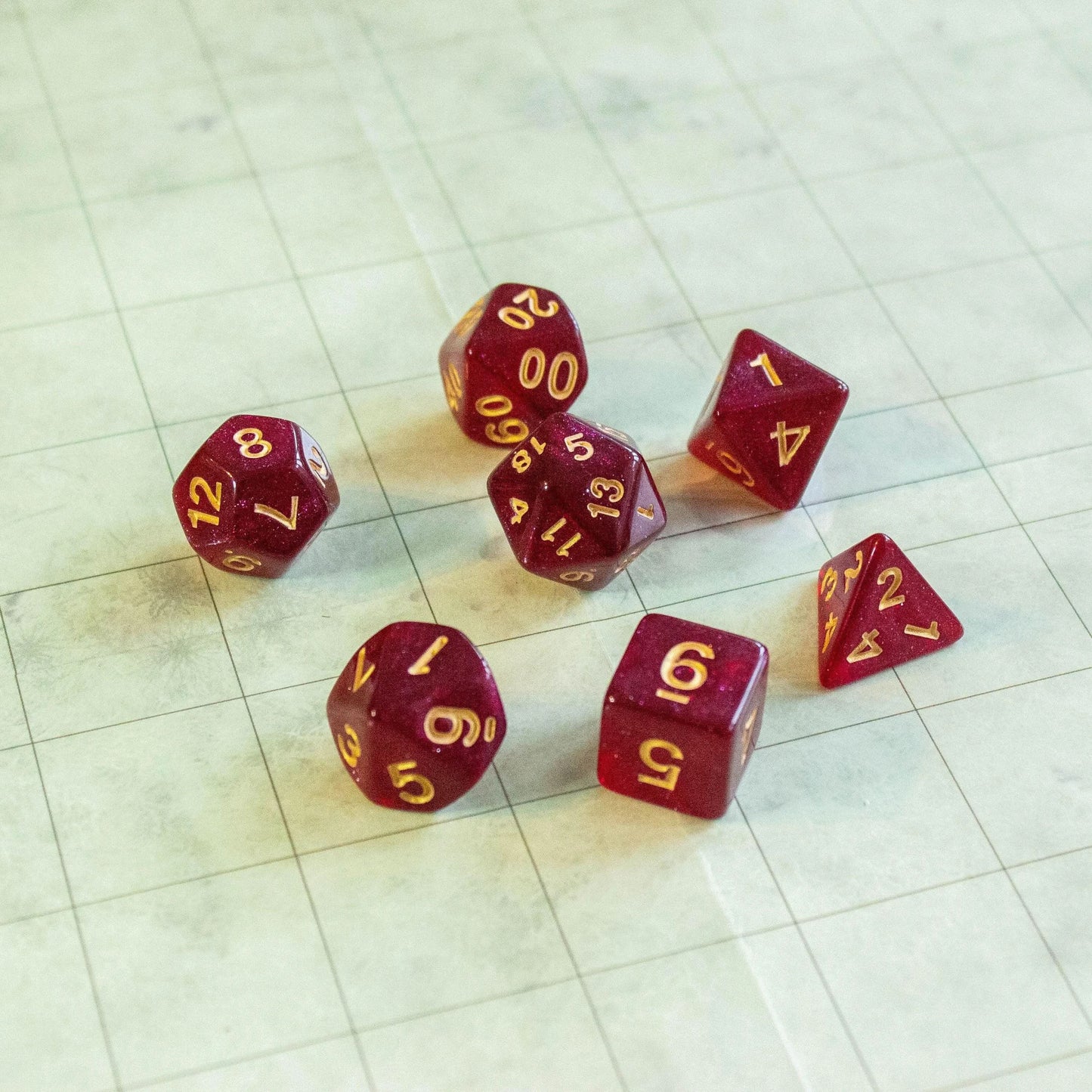 Red Ruby Shimmer Dice Set