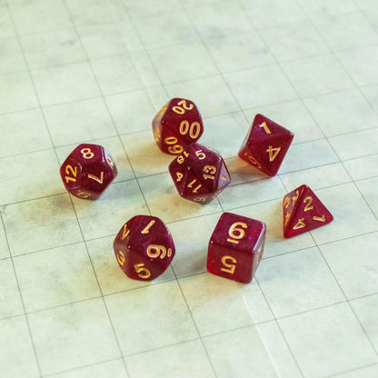 Red Ruby Shimmer Dice Set