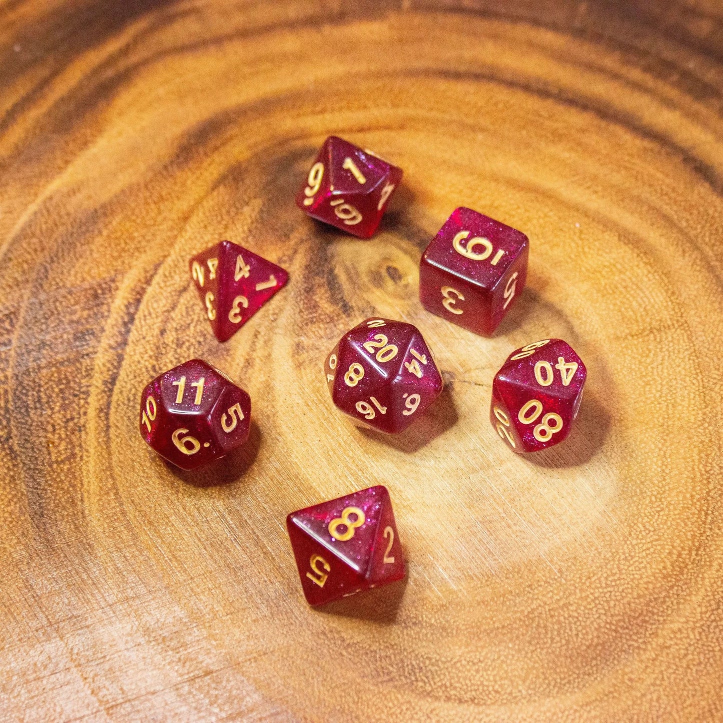 Red Ruby Shimmer Dice Set