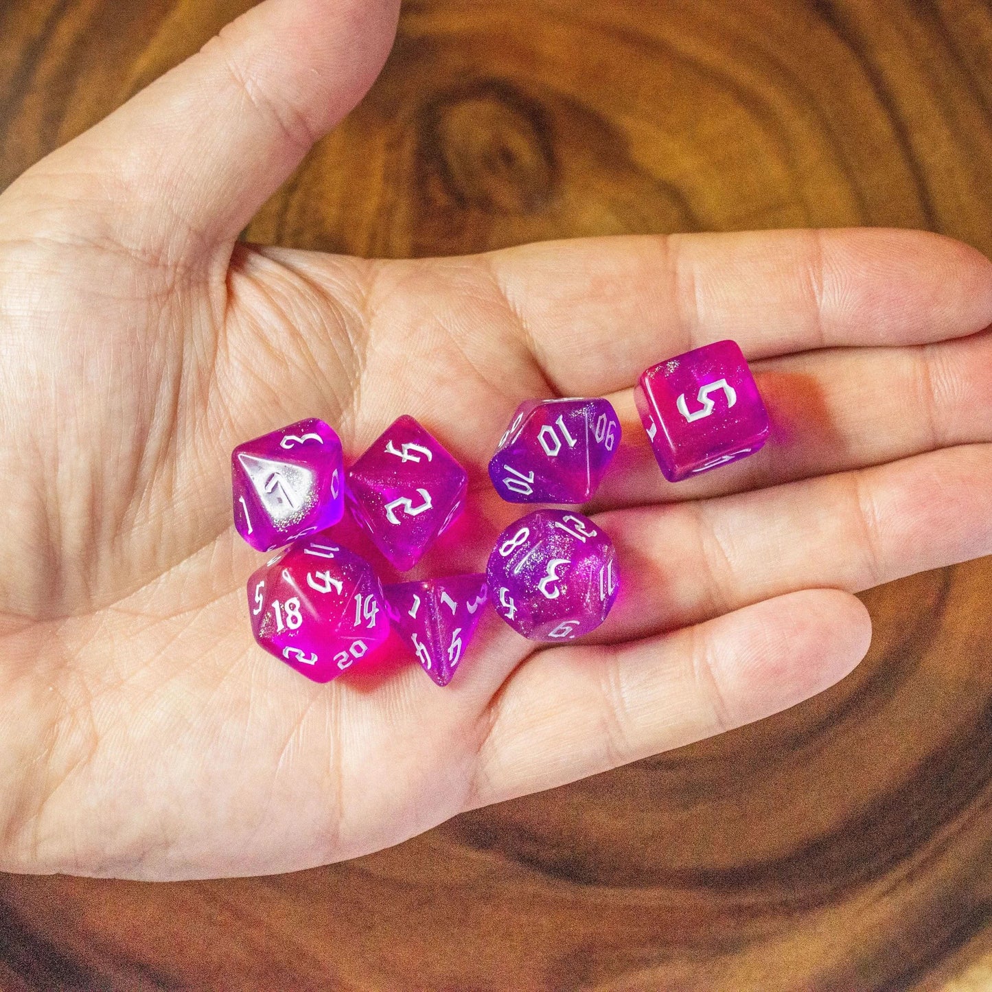 Fog Pink Violet Glitter Dice