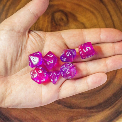 Fog Pink Violet Glitter Dice