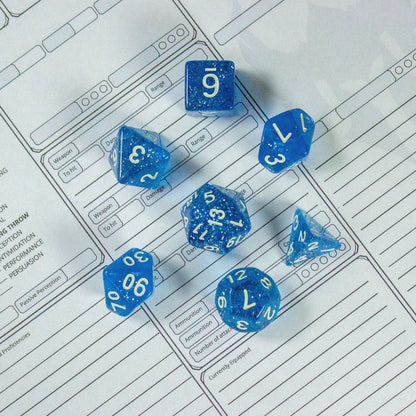 Blue Glitter Dice Set