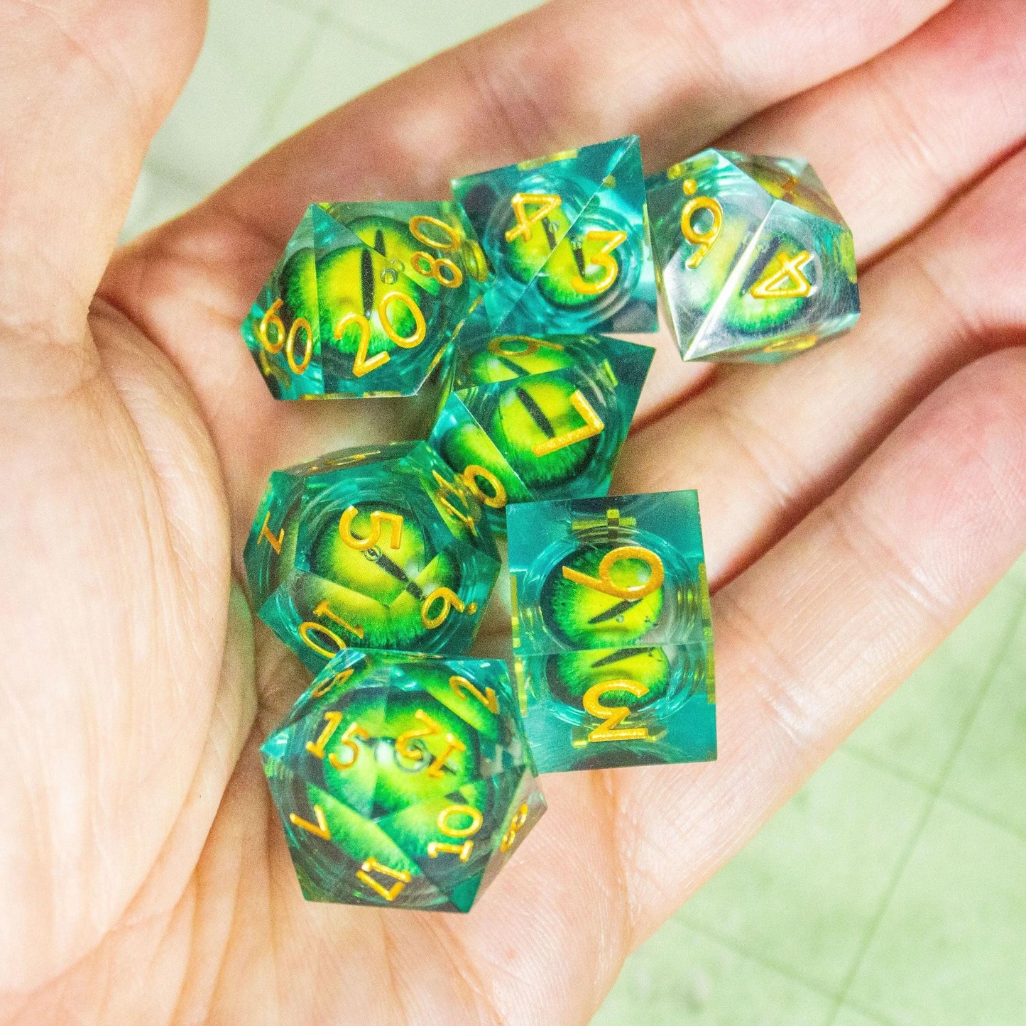 Liquid Core Green Snake Eye Dice