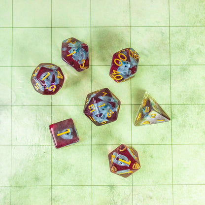Blue Dinosaurs Filled/inclusion Dice Set