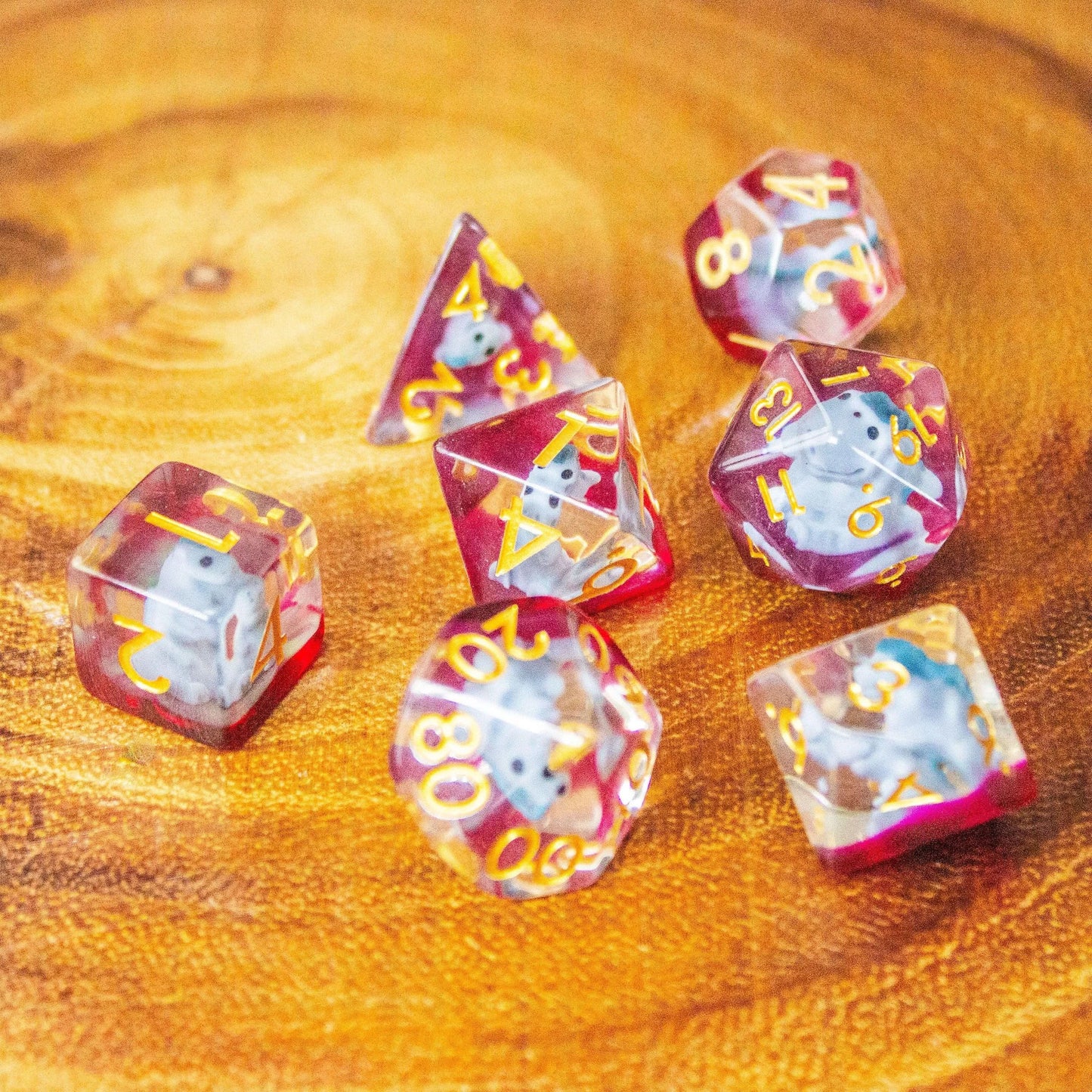 Blue Dinosaurs Filled/inclusion Dice Set