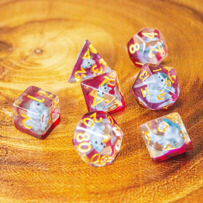 Blue Dinosaurs Filled/inclusion Dice Set