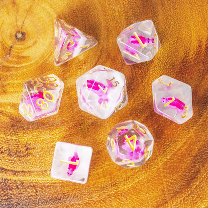 Pink Dinosaurs Filled Dice Set