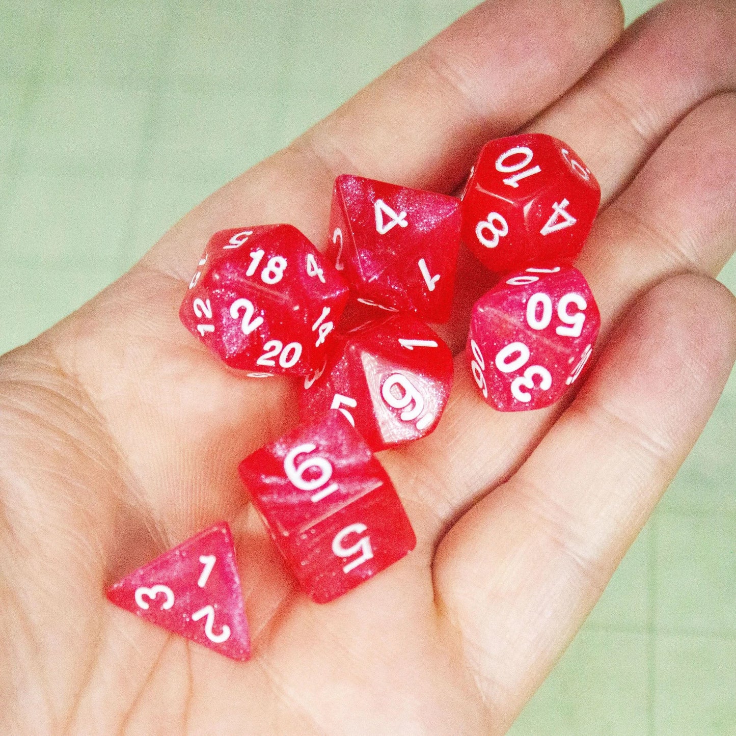 Blush Glitter Dice Set