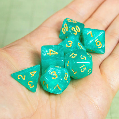 Turquoise Shimmer Dice Set