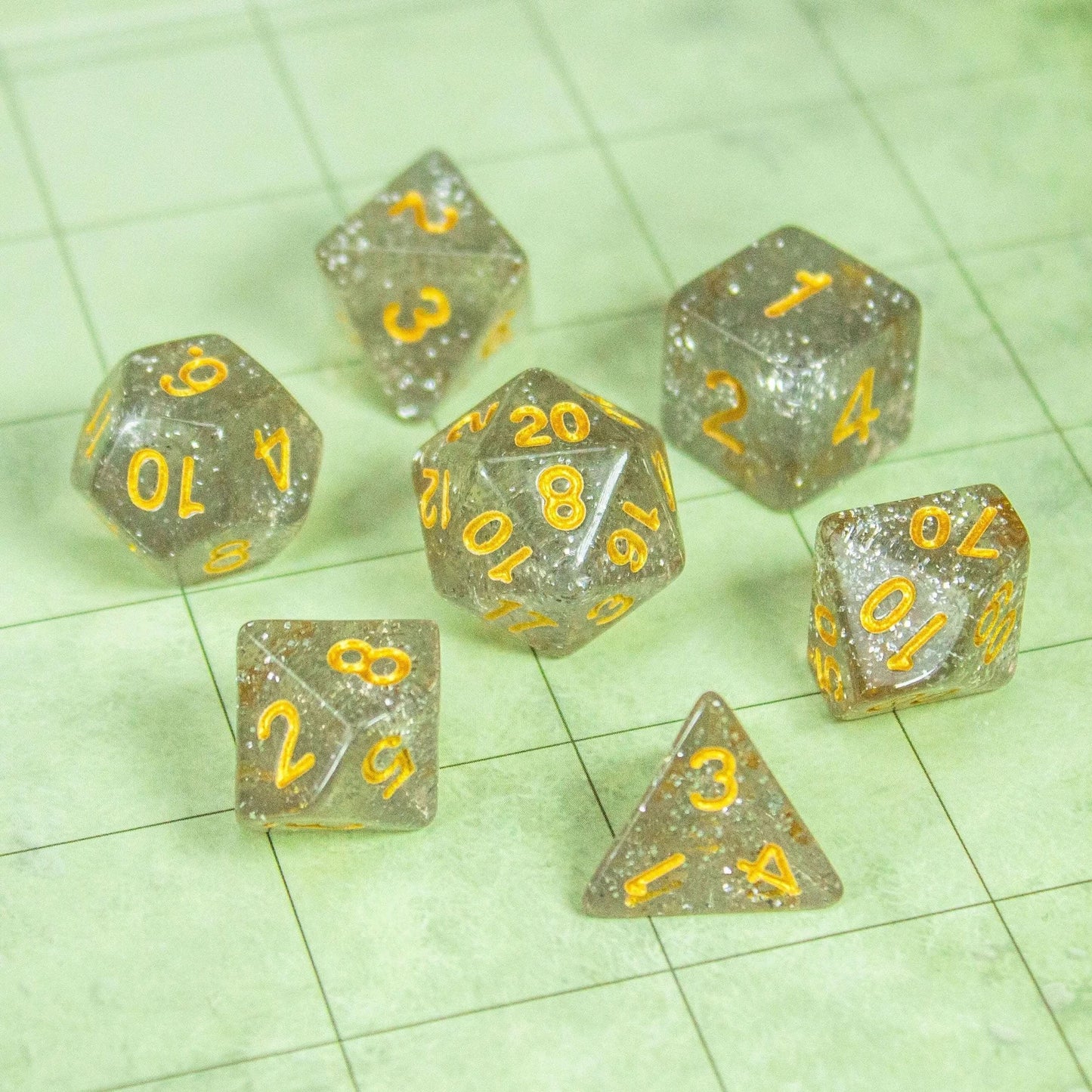 Silver and Gold Glitter Dice Set