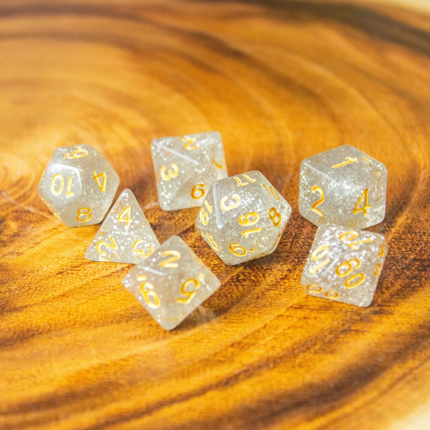 Silver and Gold Glitter Dice Set
