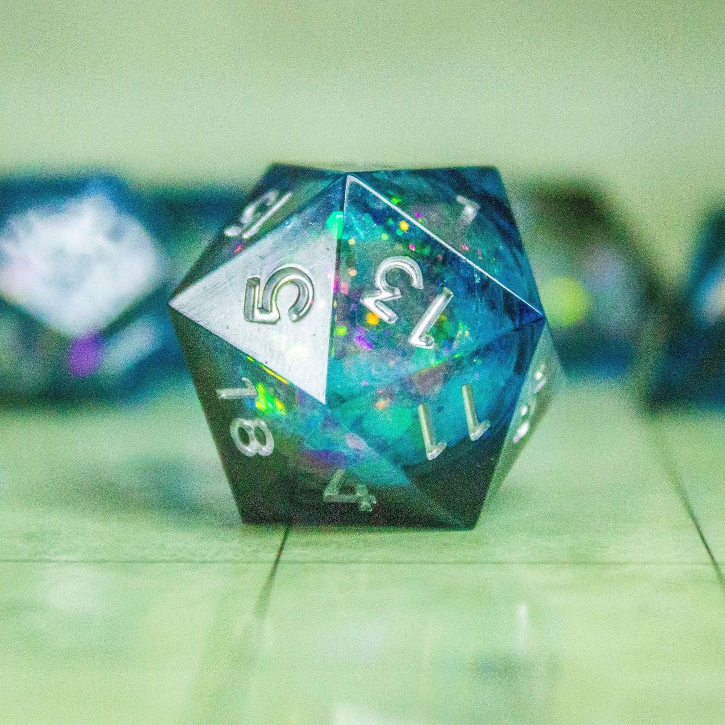 Blue Liquid Core Shimmer TTRPG Dice Set