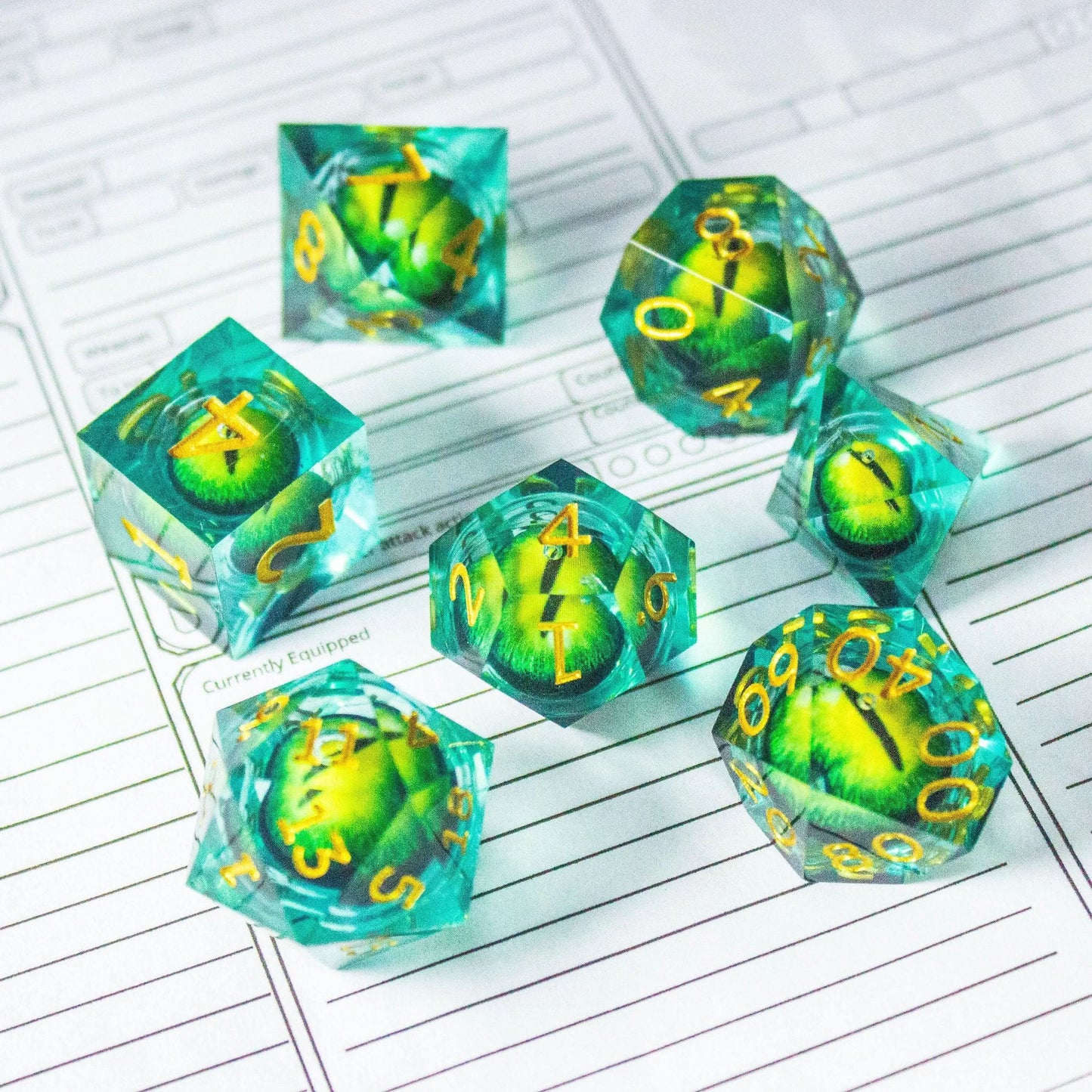 Liquid Core Green Snake Eye Dice