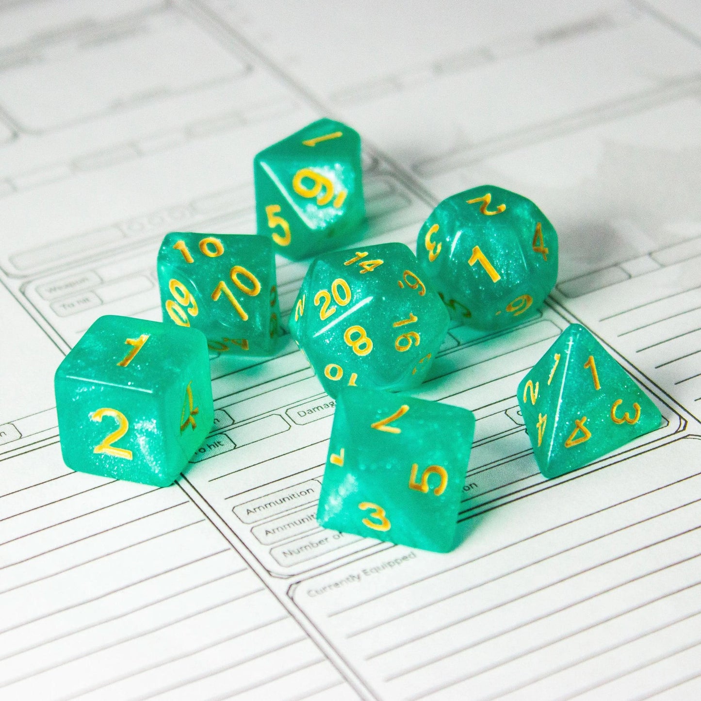 Turquoise Shimmer Dice Set