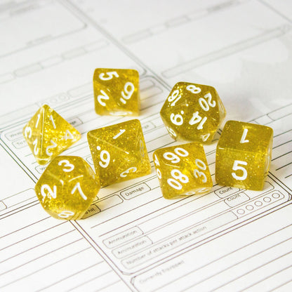 Yellow Shimmer Dice Set