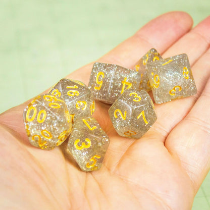 Silver and Gold Glitter Dice Set