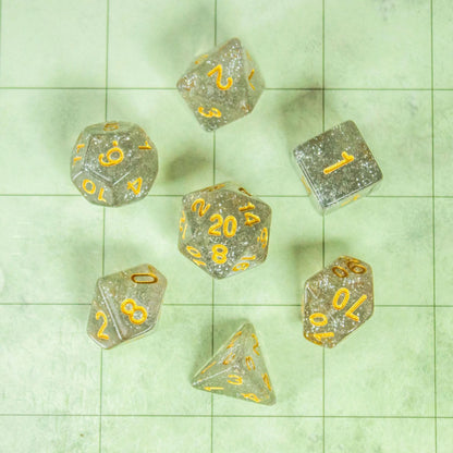 Silver and Gold Glitter Dice Set
