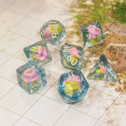 Blue Pink Mushroom Dice Set