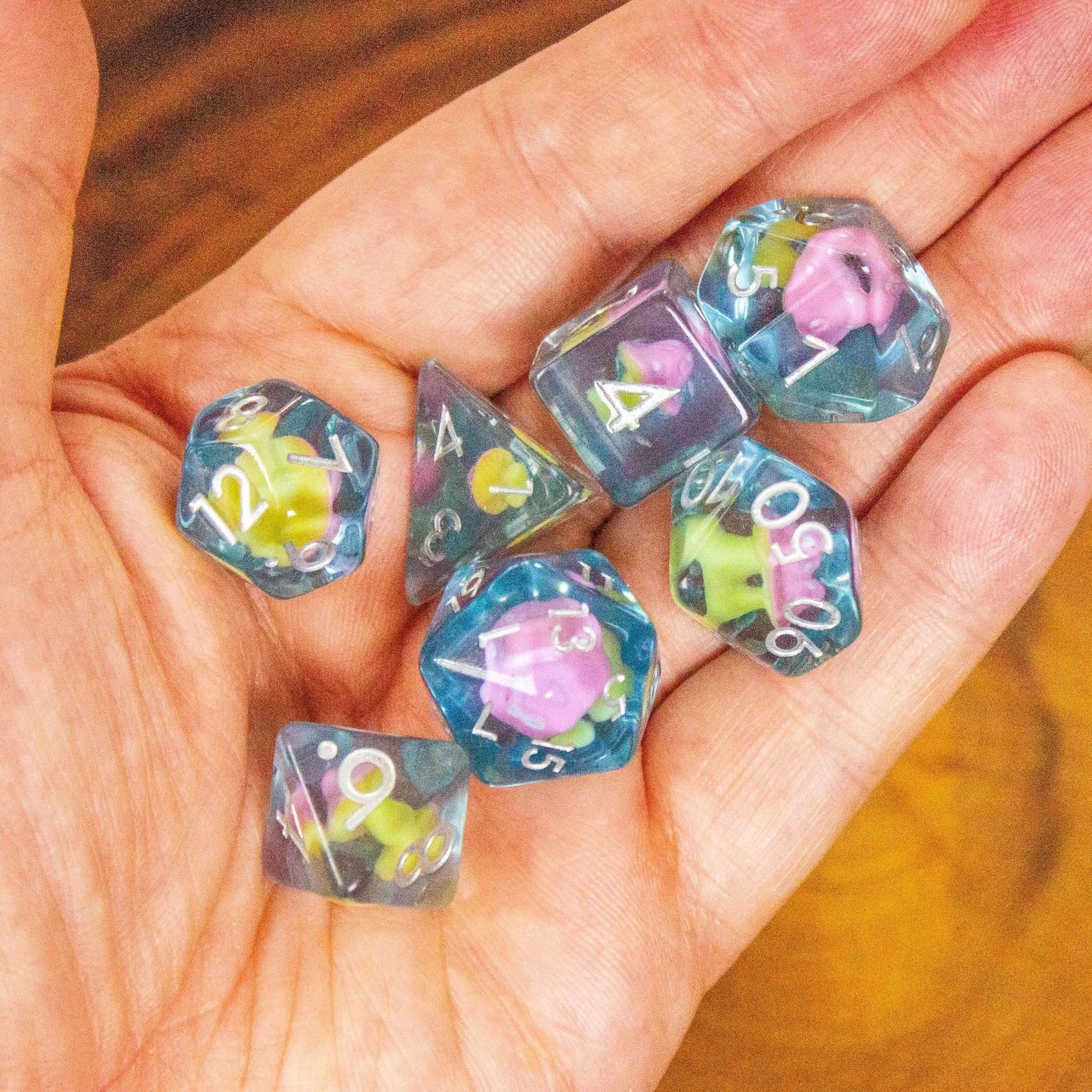 Blue Pink Mushroom Dice Set