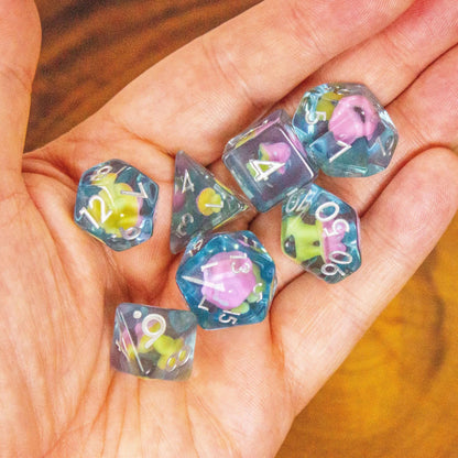 Blue Pink Mushroom Dice Set