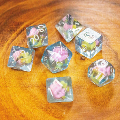 Blue Pink Mushroom Dice Set