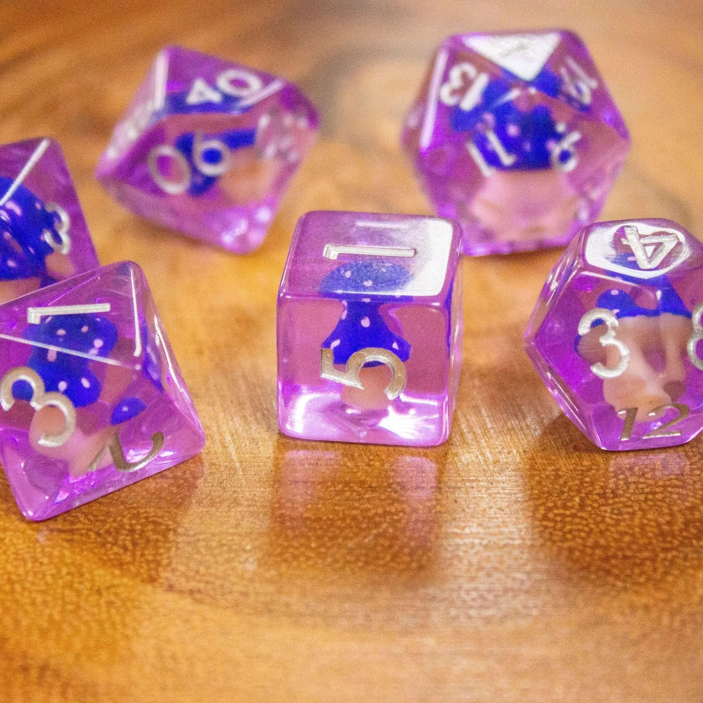 Purple Blue Mushroom Dice Set