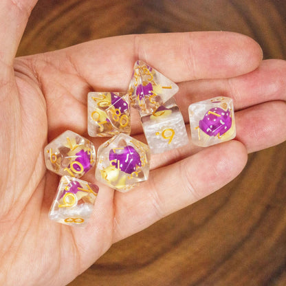 White Purple Mushroom Dice Set