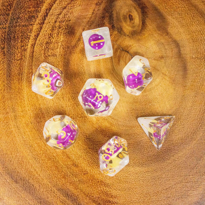 White Purple Mushroom Dice Set