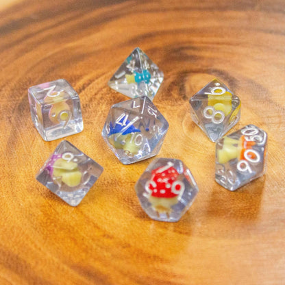 Multi-coloured Mushroom Dice Set