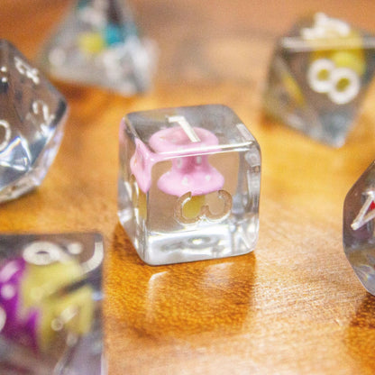 Multi-coloured Mushroom Dice Set