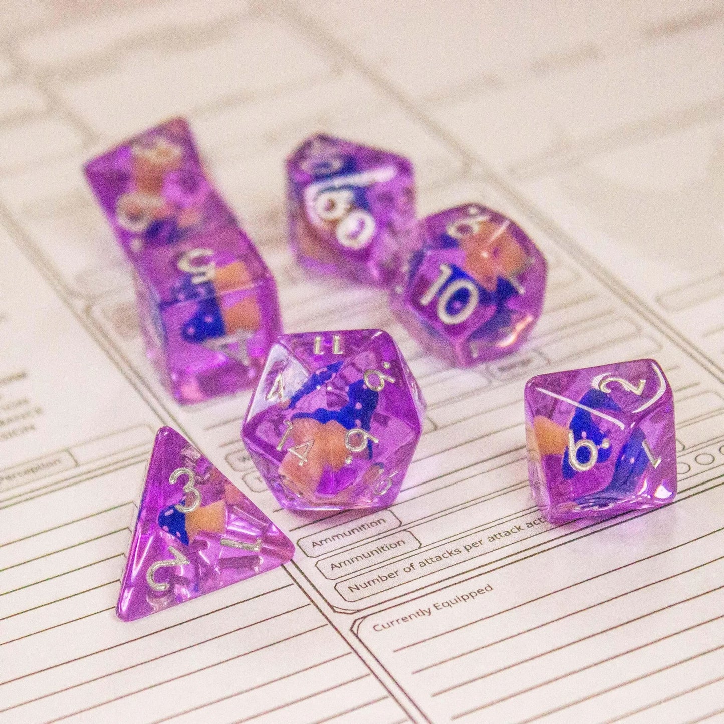 Purple Blue Mushroom Dice Set