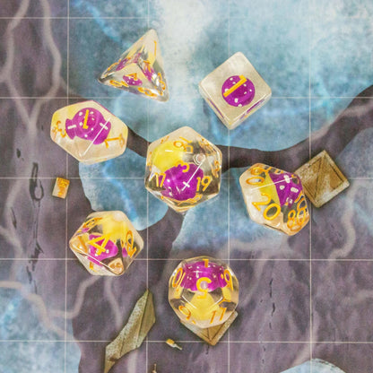 White Purple Mushroom Dice Set