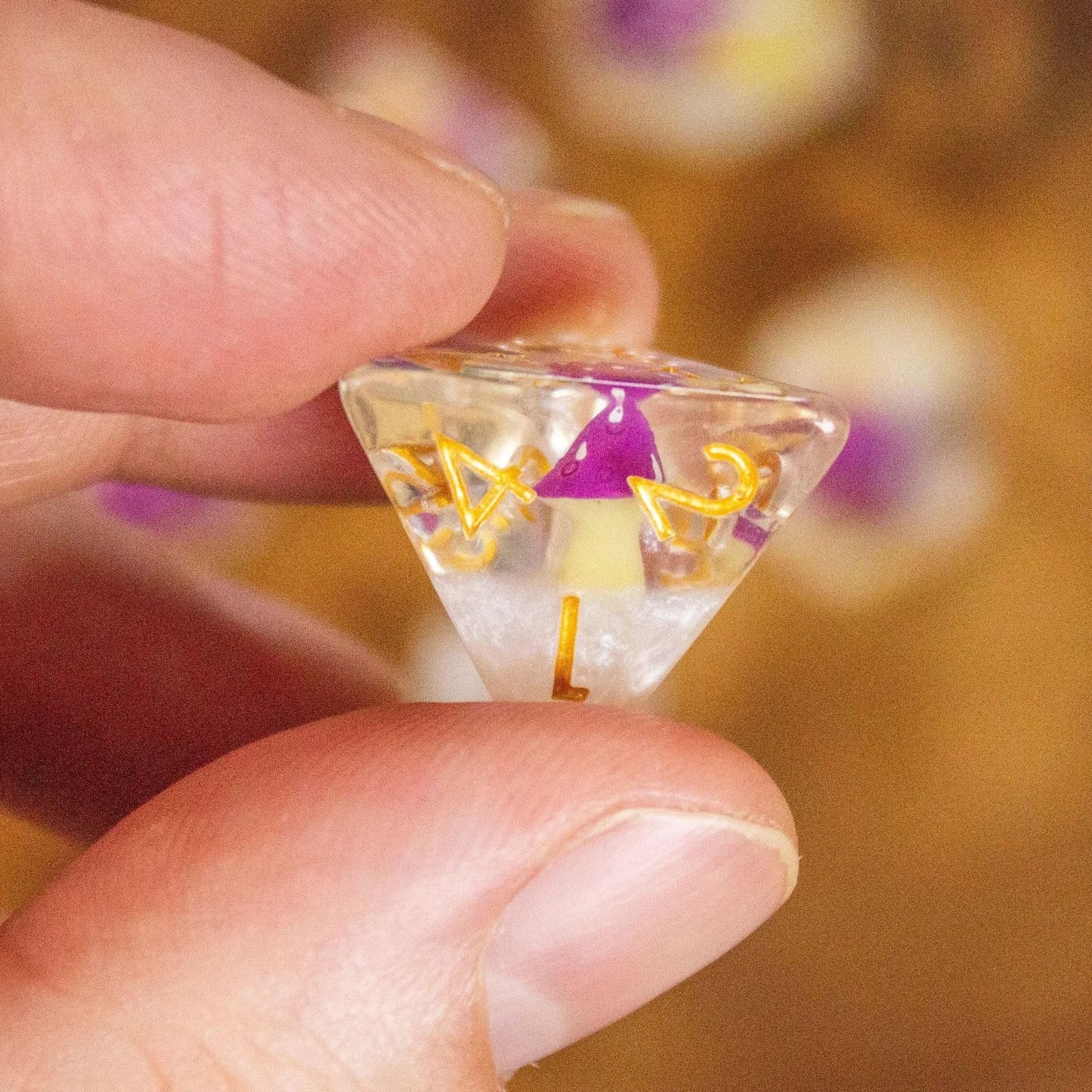 White Purple Mushroom Dice Set