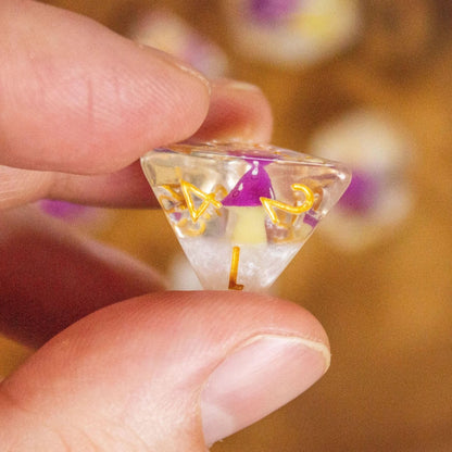 White Purple Mushroom Dice Set